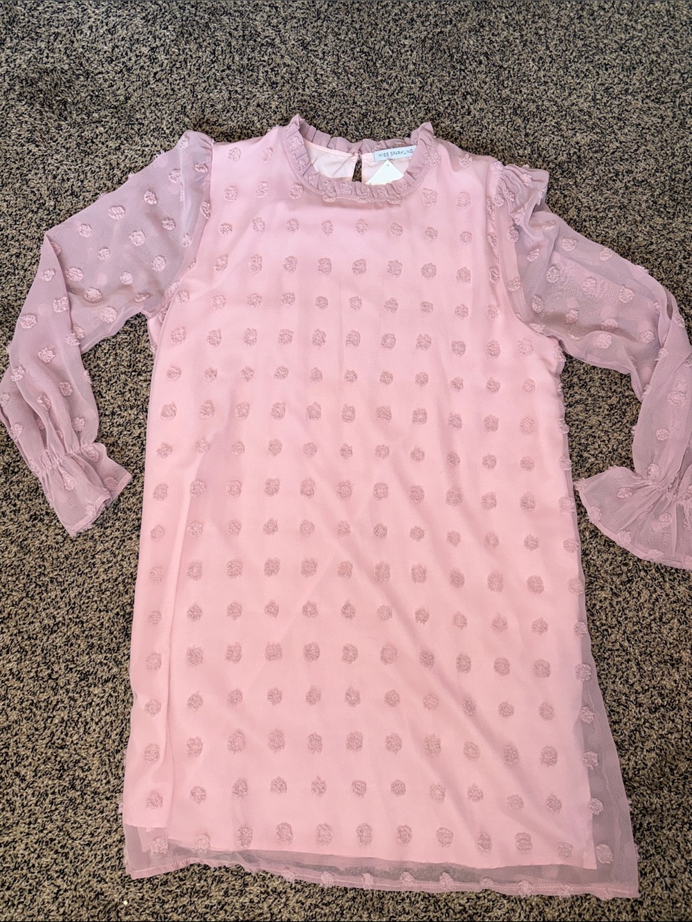 Blush Pink Textured Dot Shift Dress